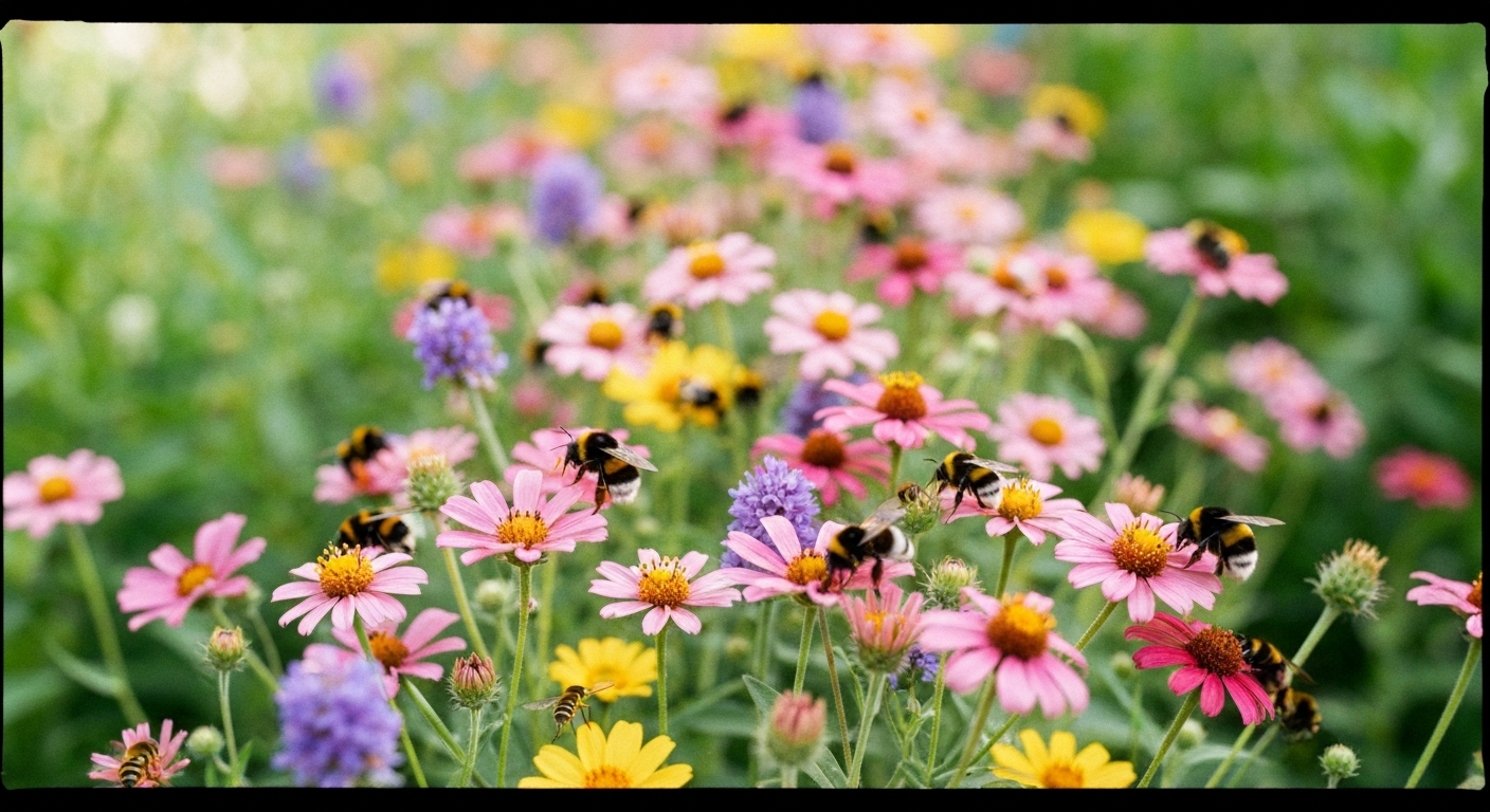 Bunter Garten mit Insektenbiotopen