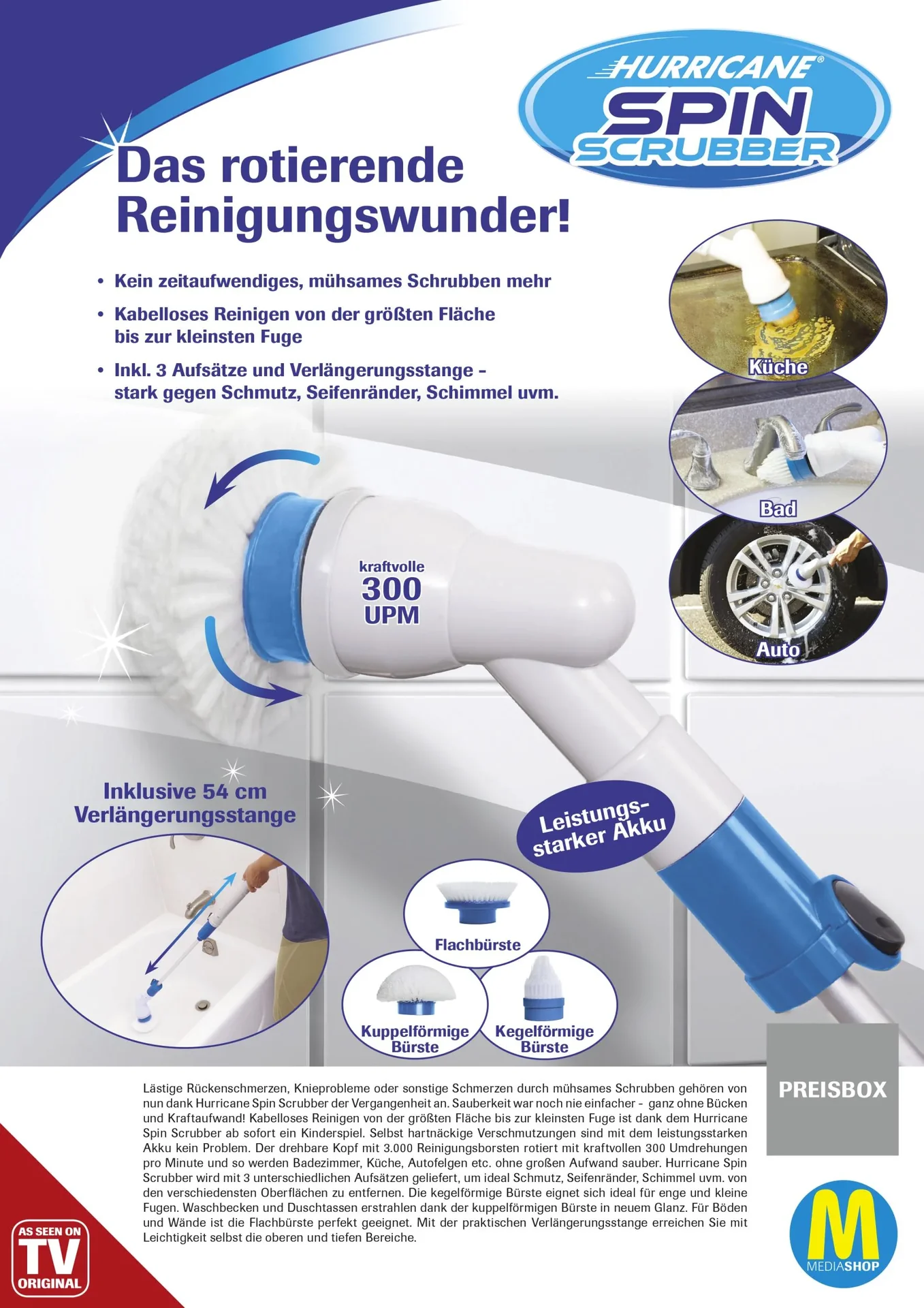 Reinigungsbürste "Hurricane Spin Scrubber", Türkis, 7-teilig - 7