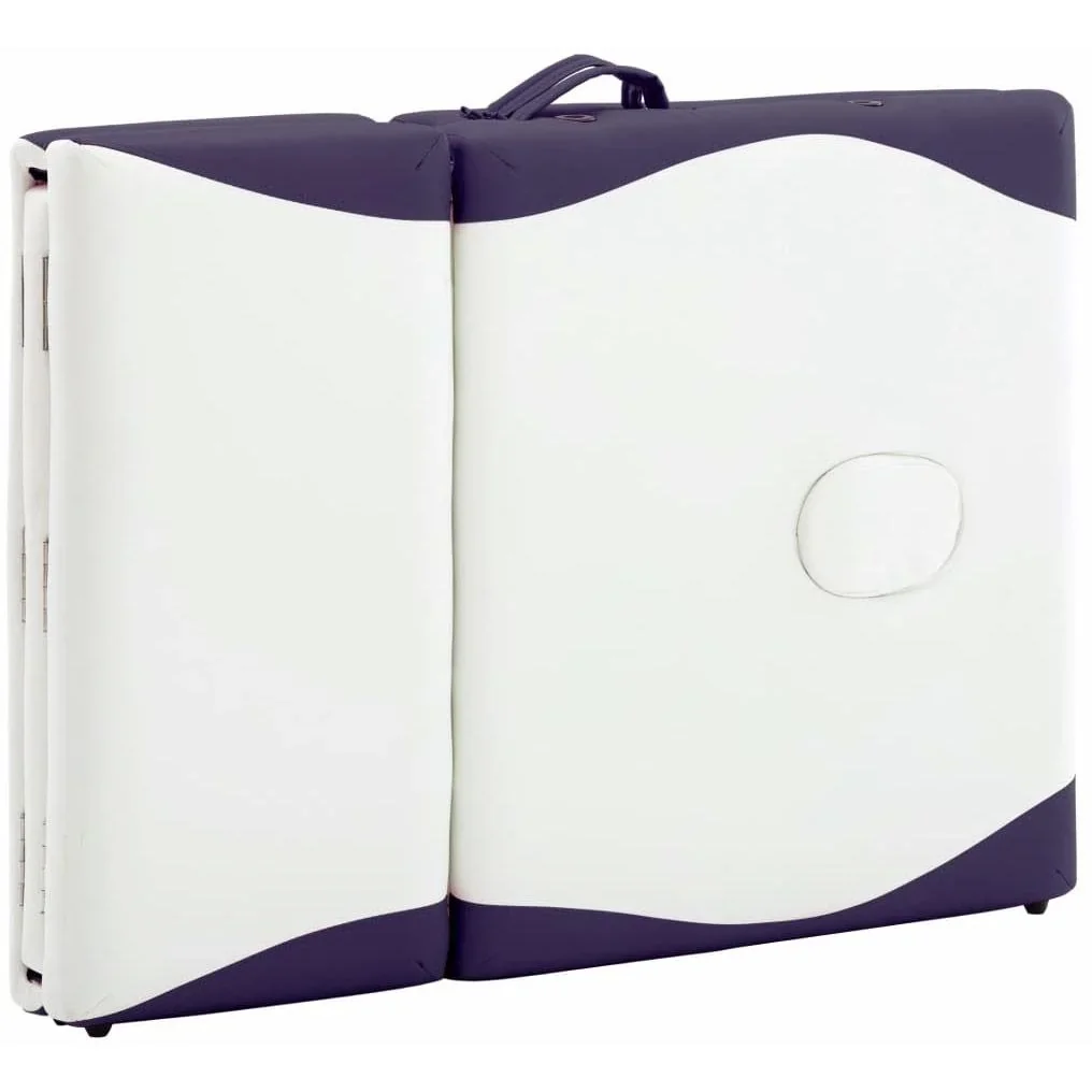 Klappbarer Massagetisch 4 Zonen Holz weiß und lila - 4