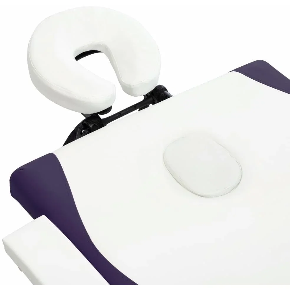 Klappbarer Massagetisch 4 Zonen Holz weiß und lila - 6