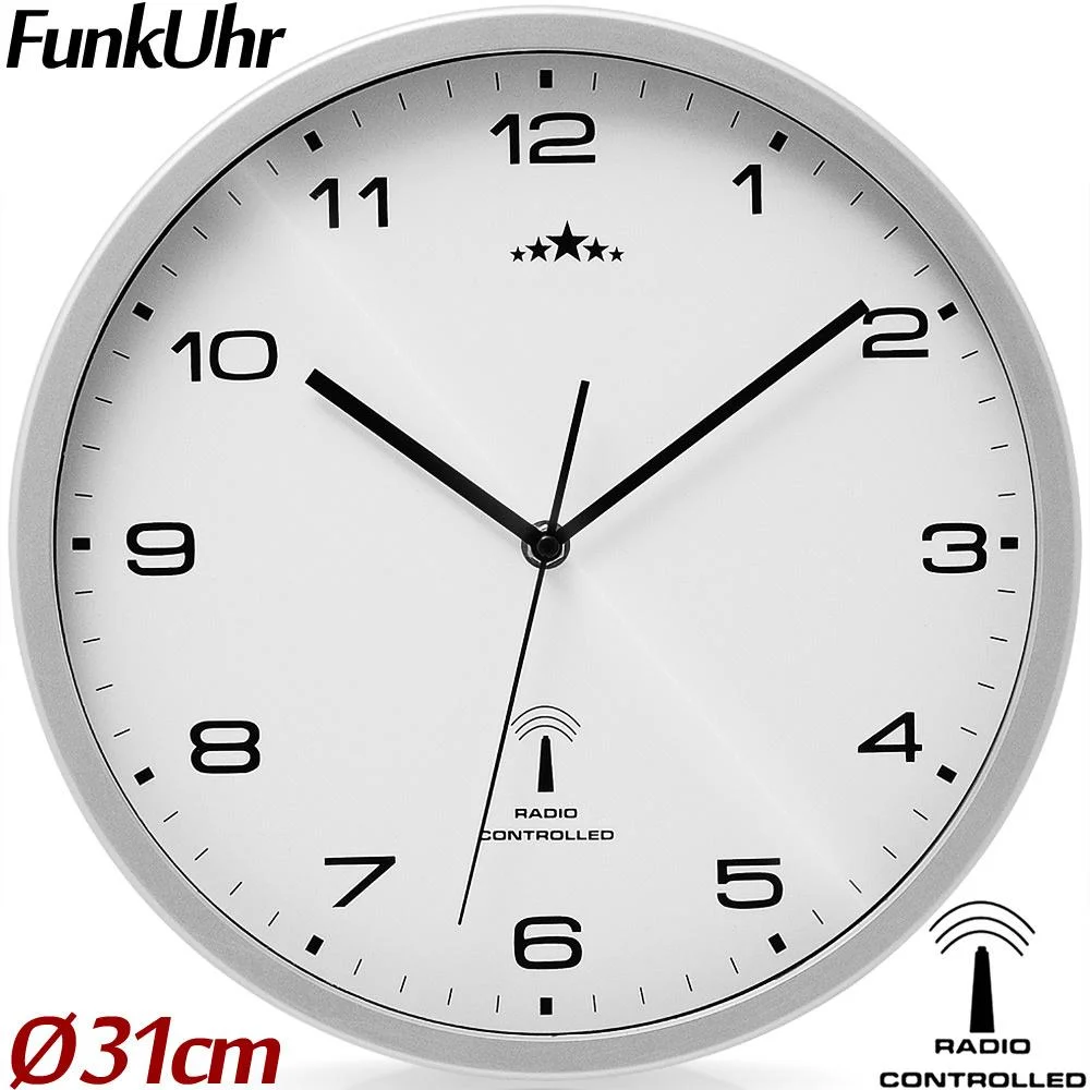 Wanduhr Radio Ø 31cm - weiß/silber - 1