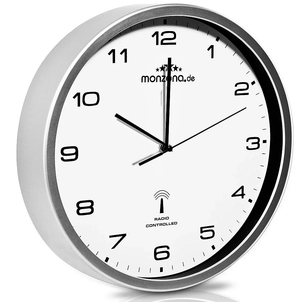 Wanduhr Radio Ø 31cm - weiß/silber - 2