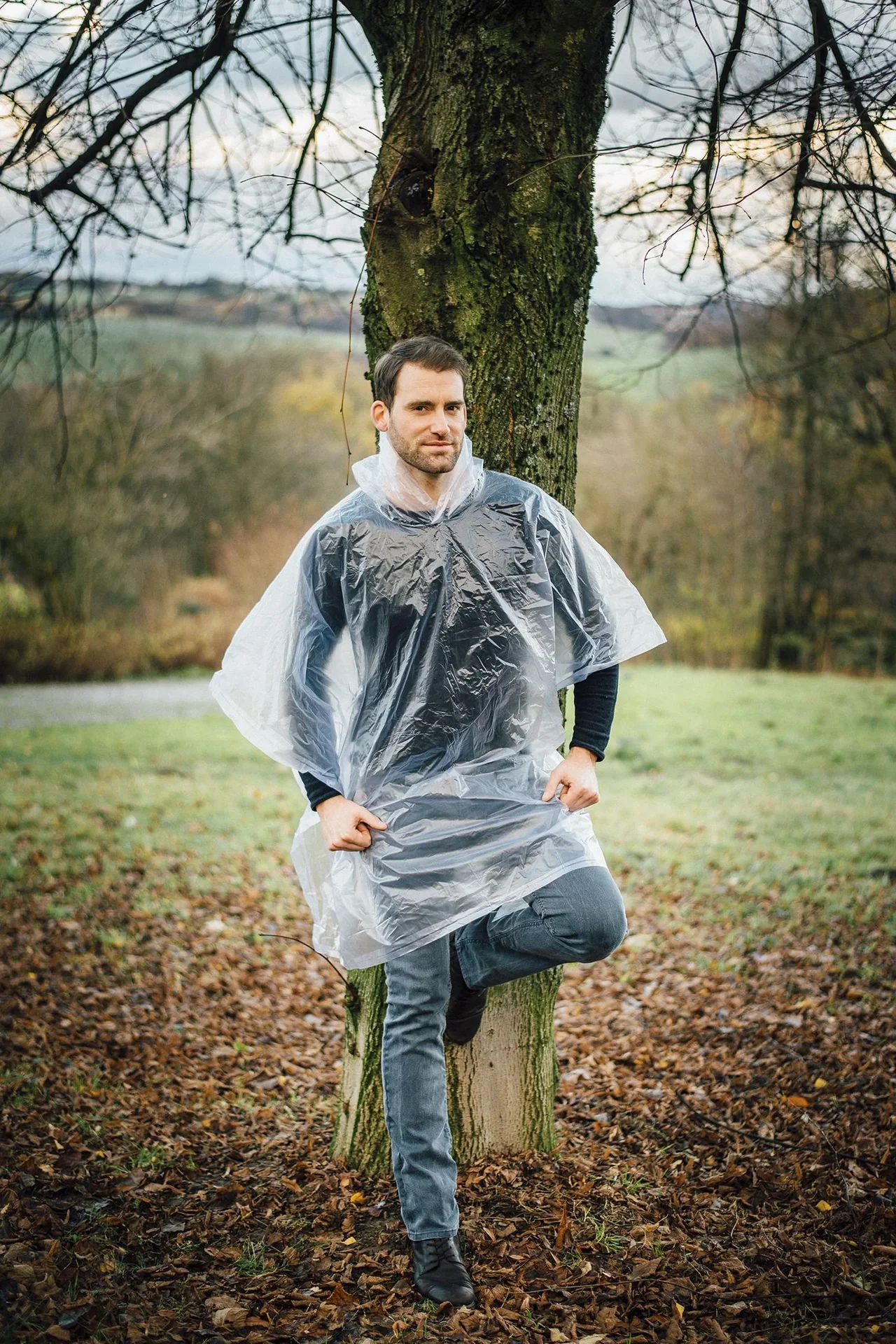 Regenponcho in Einheitsgröße, wasserfest, mit Druckknöpfen, Farbe transparent - 3