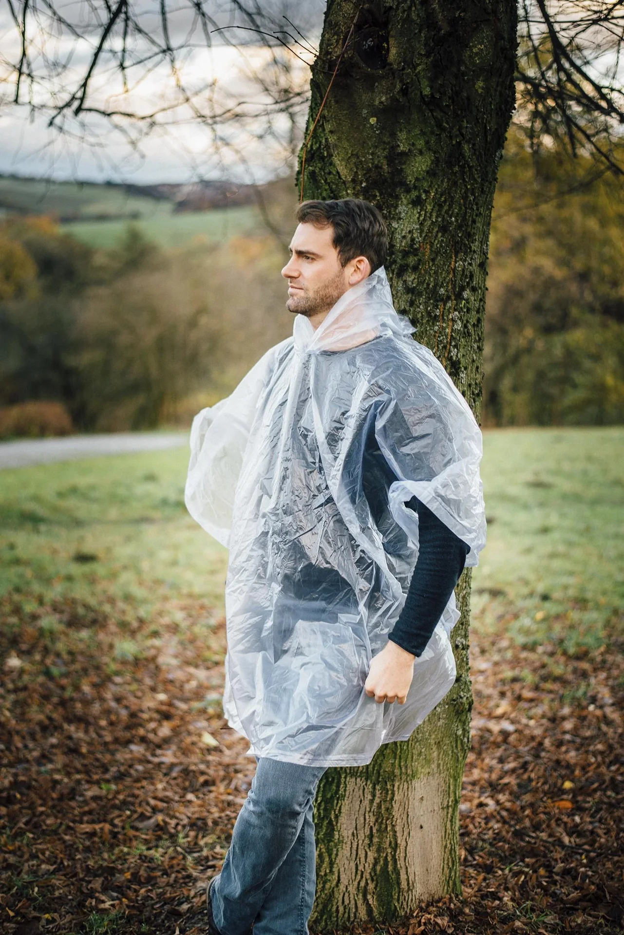 Regenponcho in Einheitsgröße, wasserfest, mit Druckknöpfen, Farbe transparent - 11