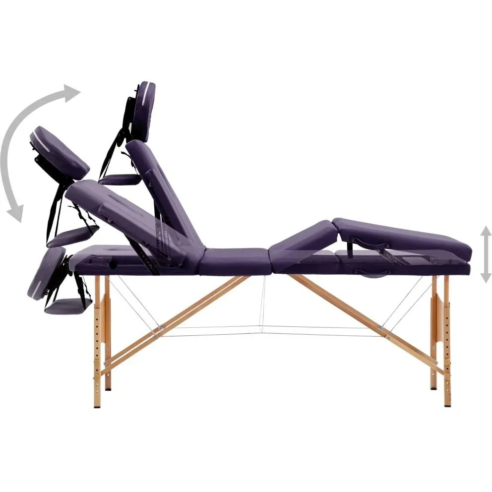 Zusammenklappbarer Massagetisch mit 4 Zonen Holz weinrot - 2