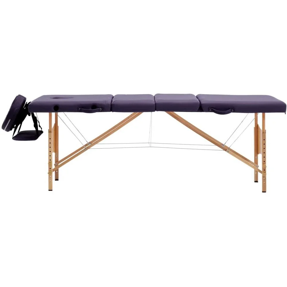 Zusammenklappbarer Massagetisch mit 4 Zonen Holz weinrot - 4