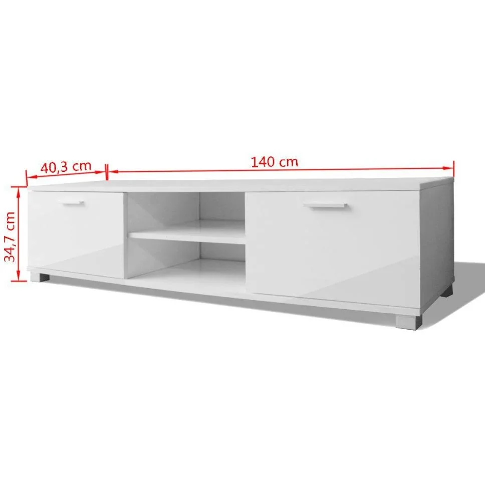 TV-Schrank 140x40,3x34,7 cm Hochglanz weiß - 3