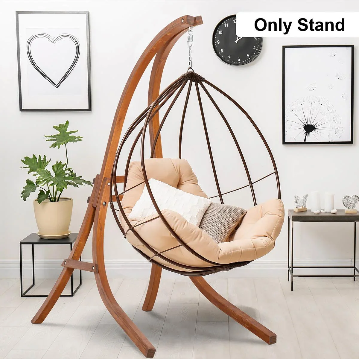 Hängesesselaufhängung für innen und außen, Lärchenholz - 1