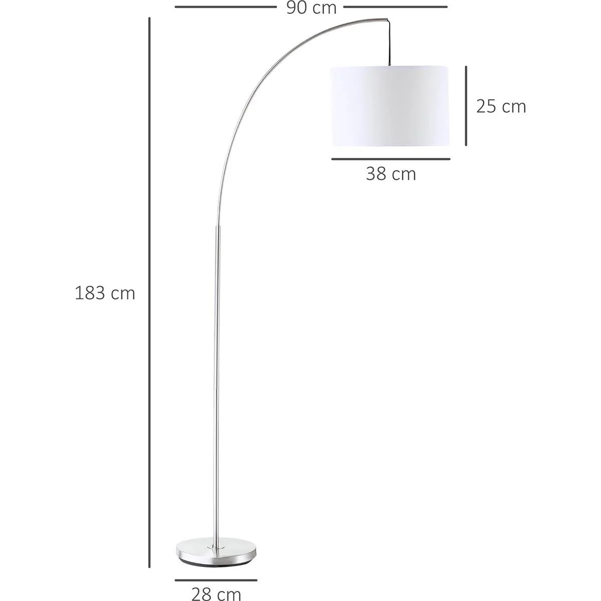 Bogenlampe Stehlampe Wohnzimmer Stehleuchte 40W moderne Bogenleuchte mit E27 Fassung Schirm für Schlafzimmer Büro elegan - 3
