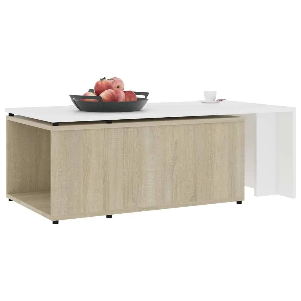 Couchtisch 150x50x35 cm Spanplatte weiß und Sonoma-Eiche - 1