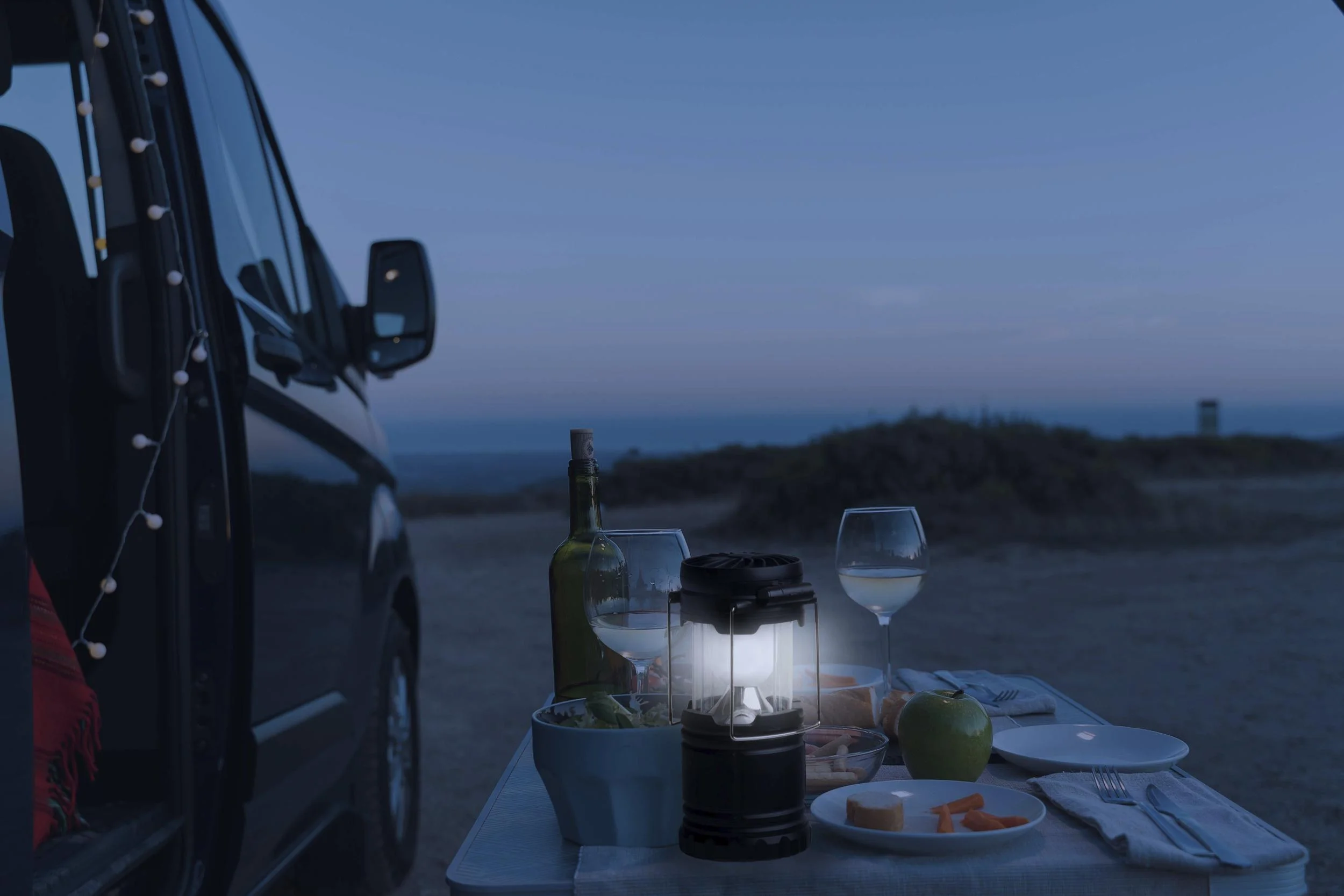 LED Campinglaterne mit Ventilator, zusammenschiebbar - 0