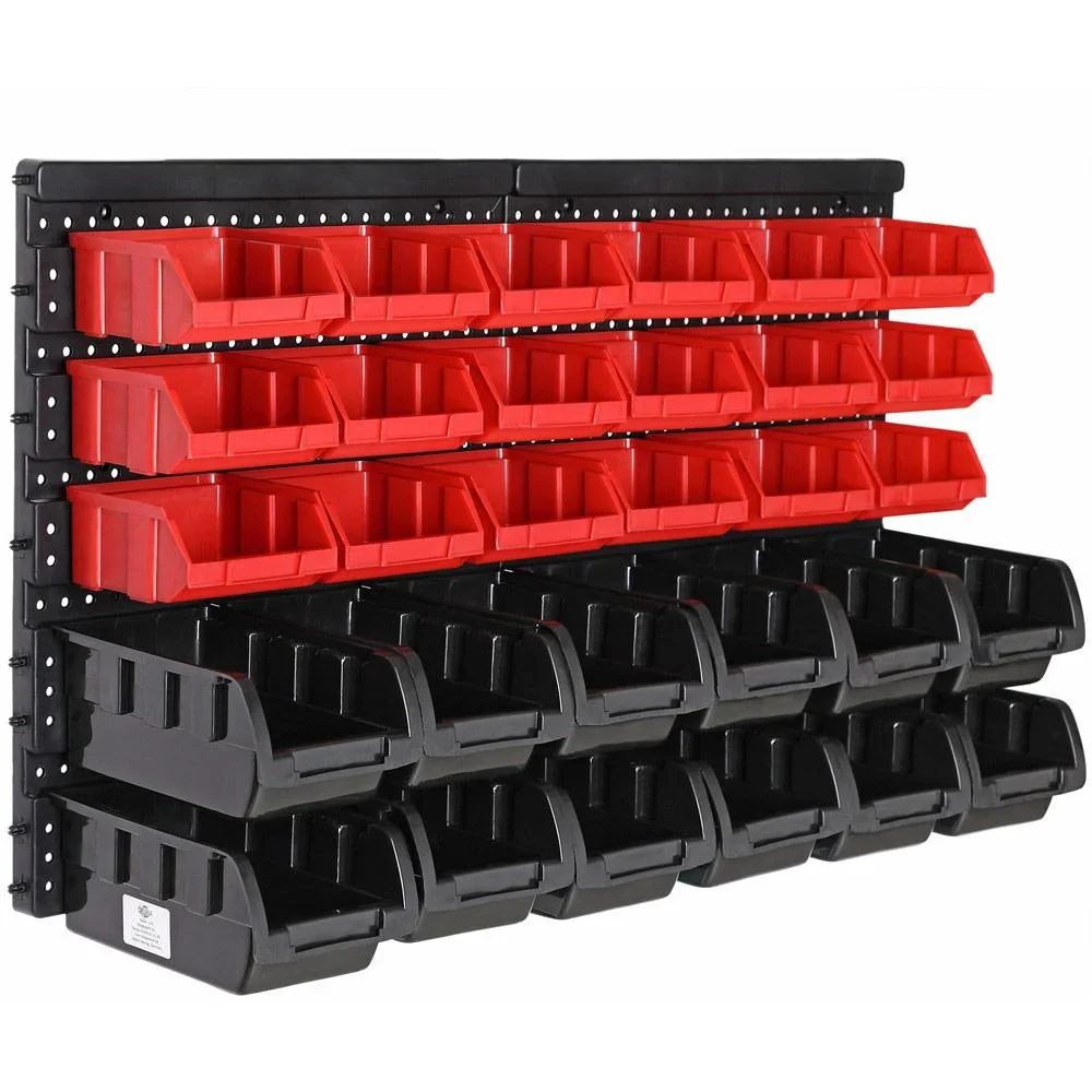 6x Werkzeug-Wandstapelboxen 32 Stück - 2 Wandplatten 32x38x2 cm - 3