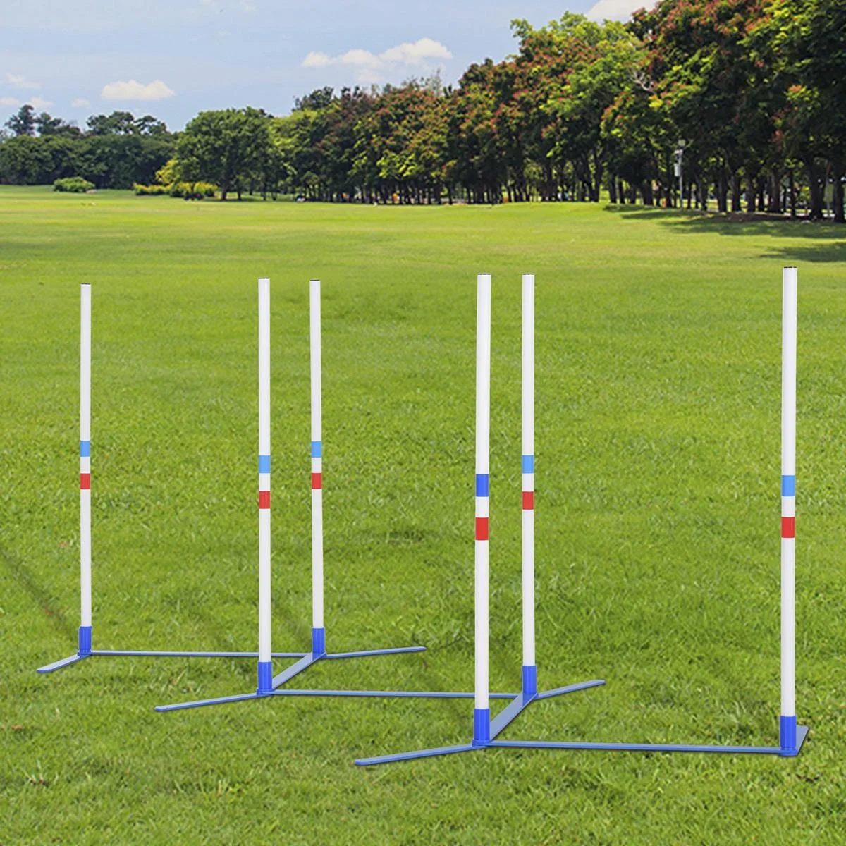 Hunde Slalomstangen Agility Training für Haustiere Hundetrainigsset Inklusive 600D Tasche Leicht zu tragen Polyester Kun - 1