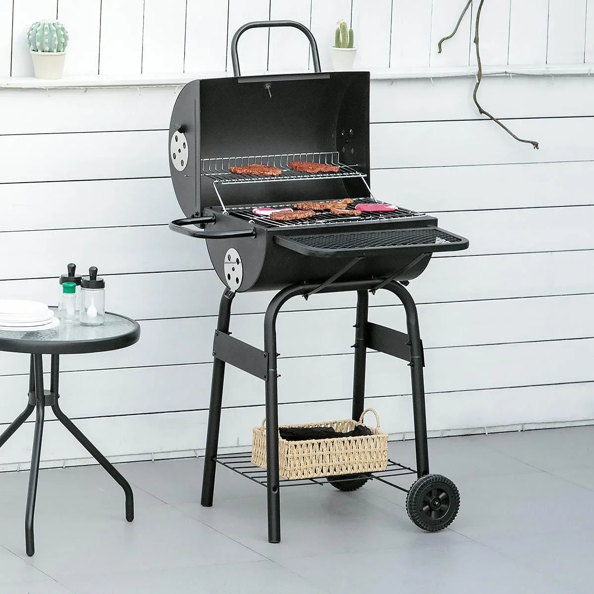 BBQ-Holzkohle - mit Deckel - Metall - Schwarz - 0