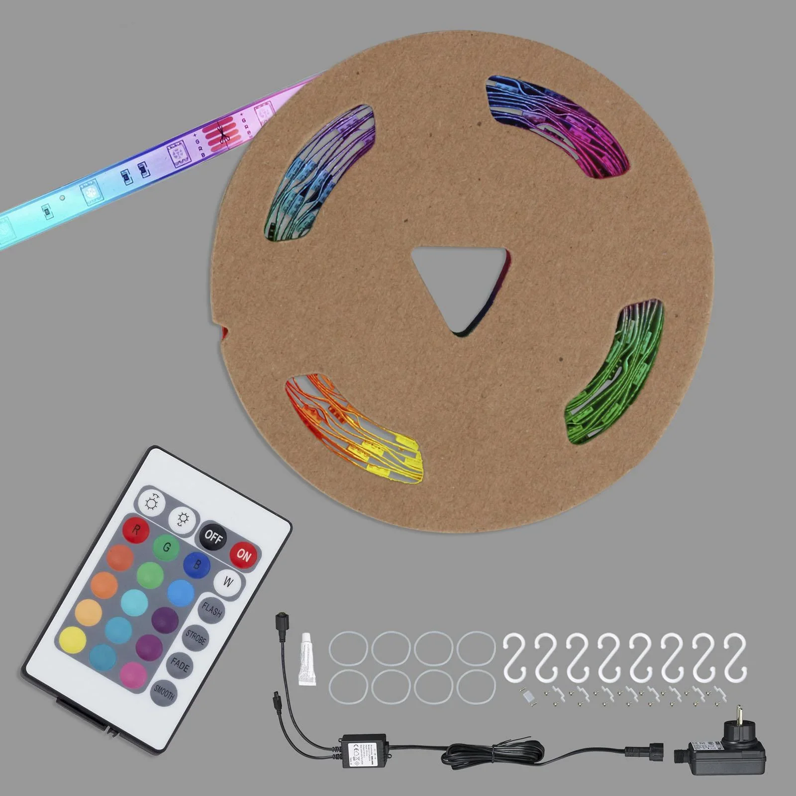 RGB-LED Flexband für den Außenbereich, 5m, IP44,  150 RGB-LEDs, mit Fernbedienung, inklusive Befestigungsset - 7