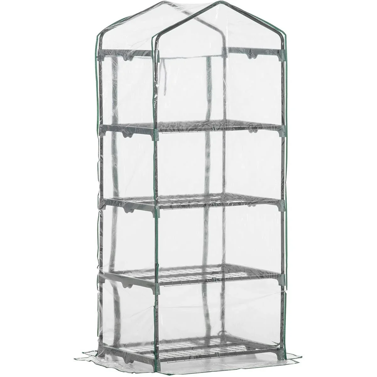 Folien Gewächshaus Treibhaus Tomatenhaus Pflanzenhaus Frühbeet 4 Regalfächer Transparent 70 x 50 x 160 cm - 0