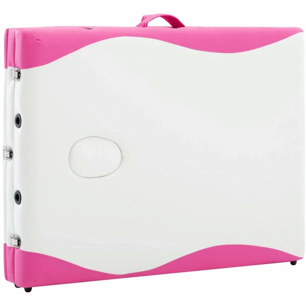 Klappbarer Massagetisch mit 3 Zonen Aluminium weiß und rosa - 4