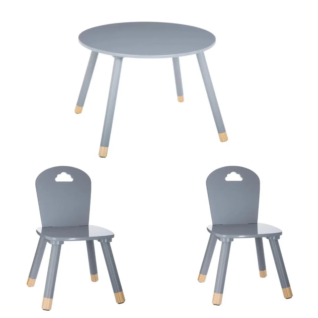 NL SET - 2x Hochstuhl und Hochtisch - Grau - 1