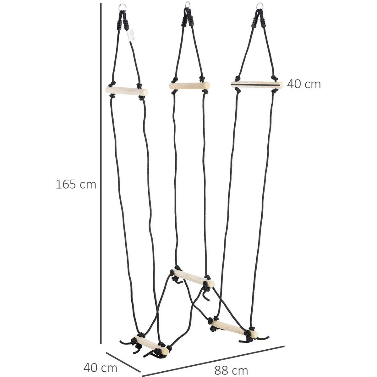Kletterseil mit Holzsprossen, für 3-14 Jahre, 88 x 40 x 165 cm - 0