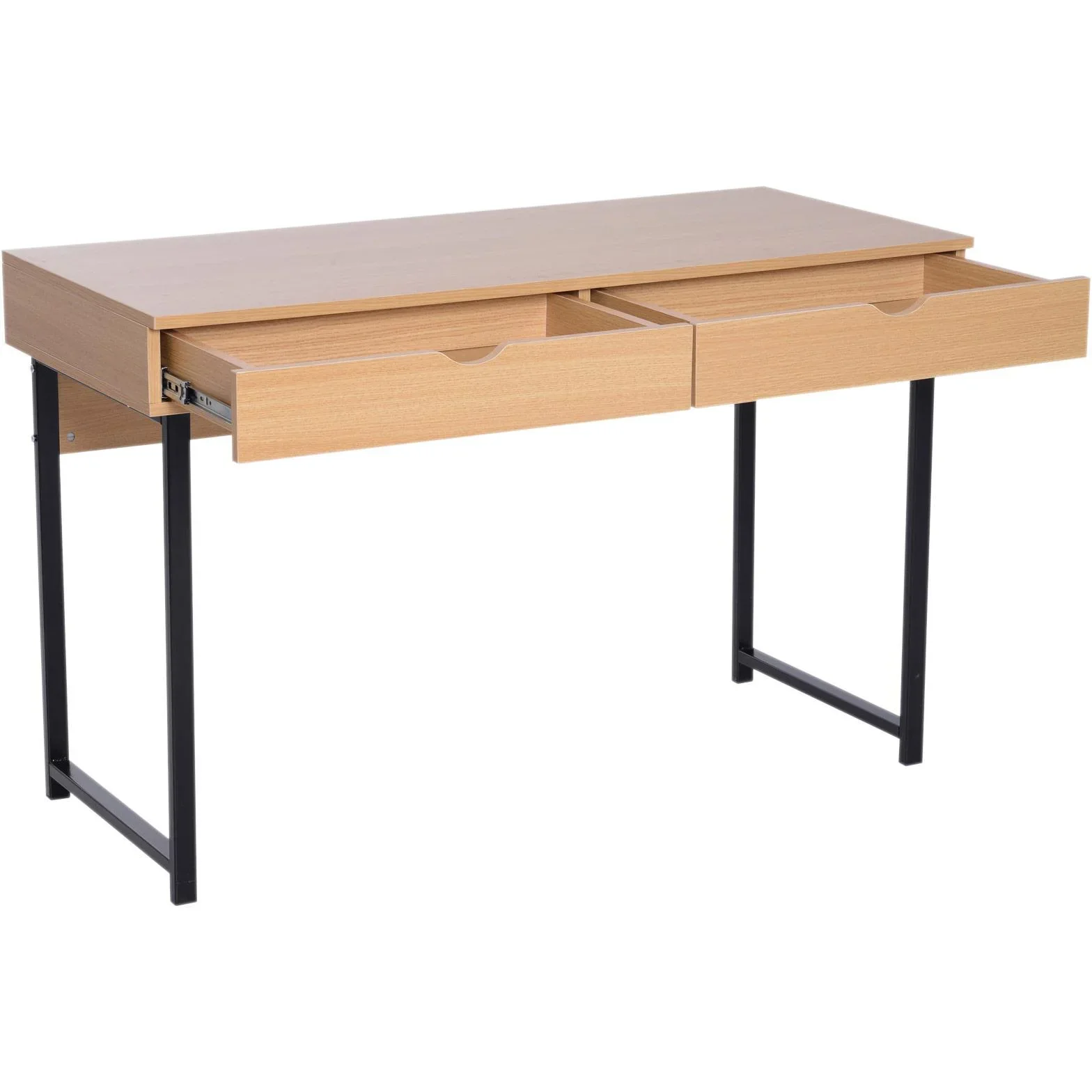 Schreibtisch PC-Tisch Computertisch mit 2 Schubladen Holz + Metall Natur 120 x 52 x 76,2 cm - 1