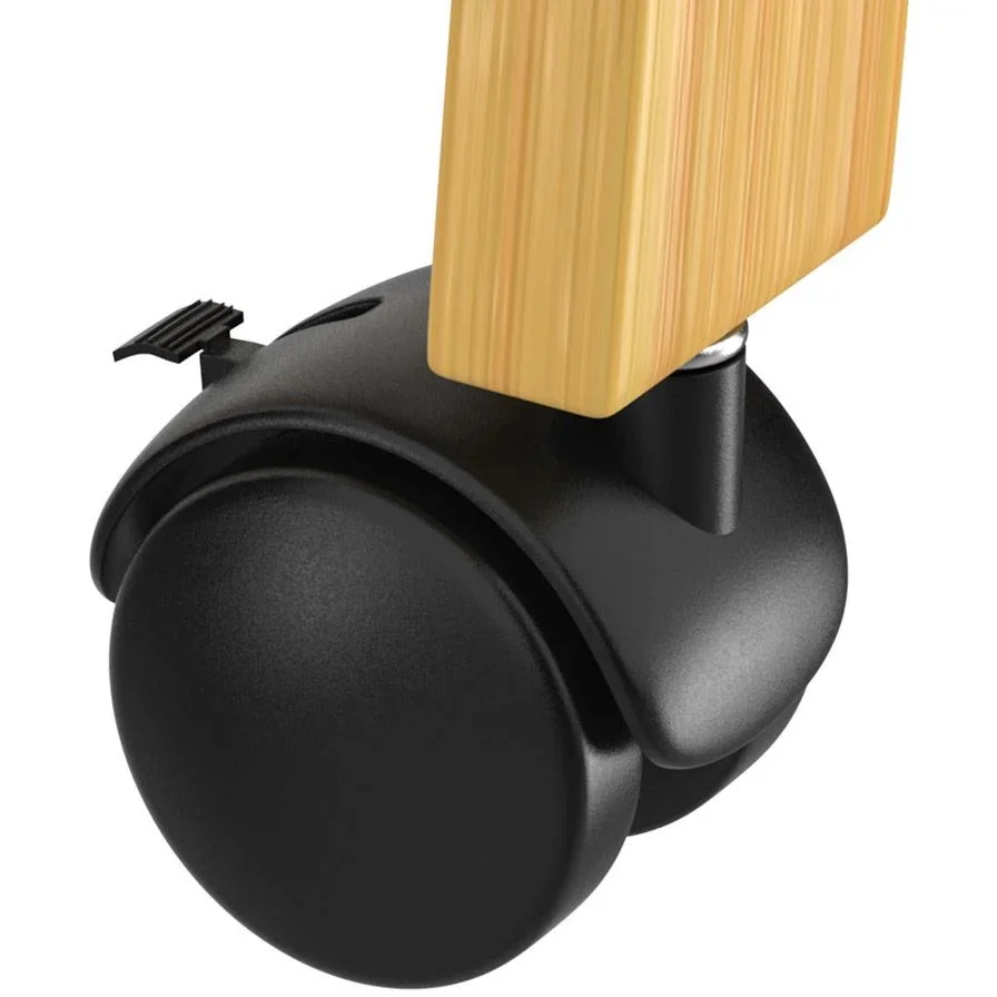 Bambus-Kleiderständer mit Kleiderstange + 2 Ablagen und 4 Rollen - 1