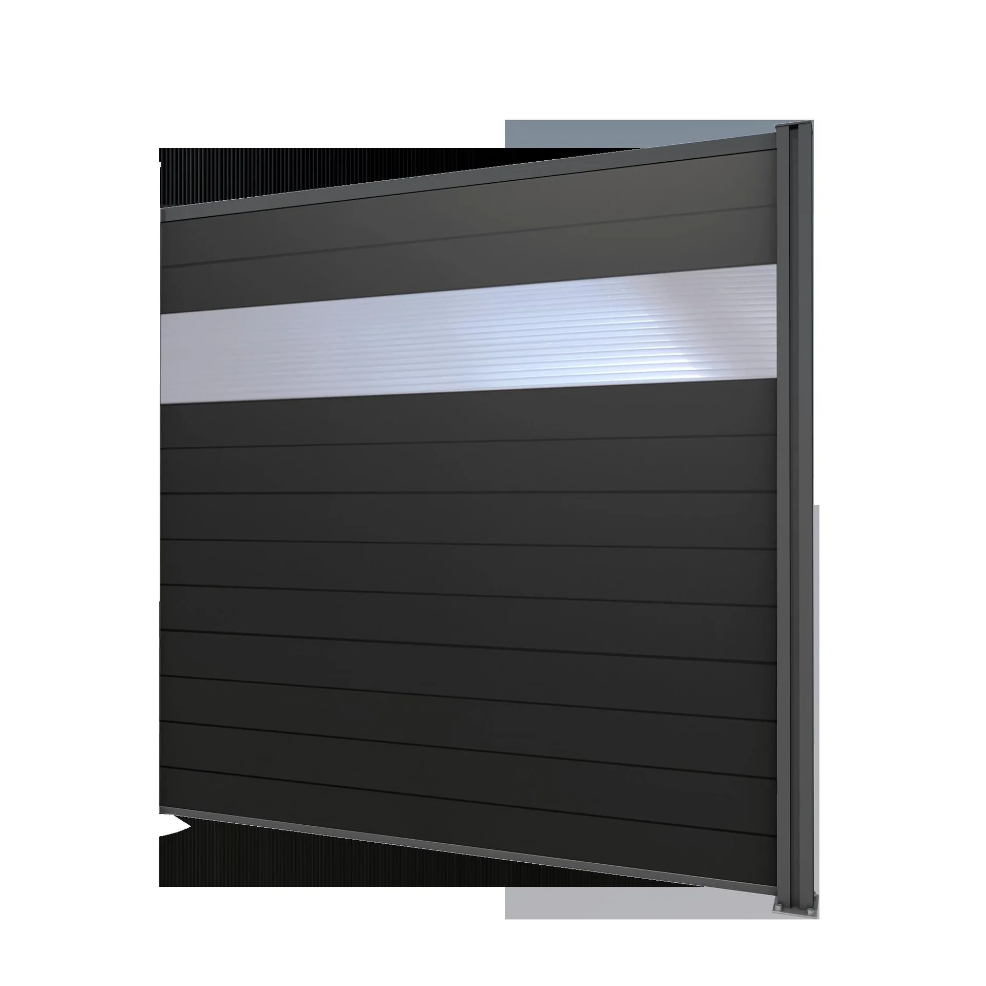 Sichtschutz Erweiterung, anthrazit, 1,94 x 1,86 m, WPC Dielen grau / Polycarbonat Paneele - 0