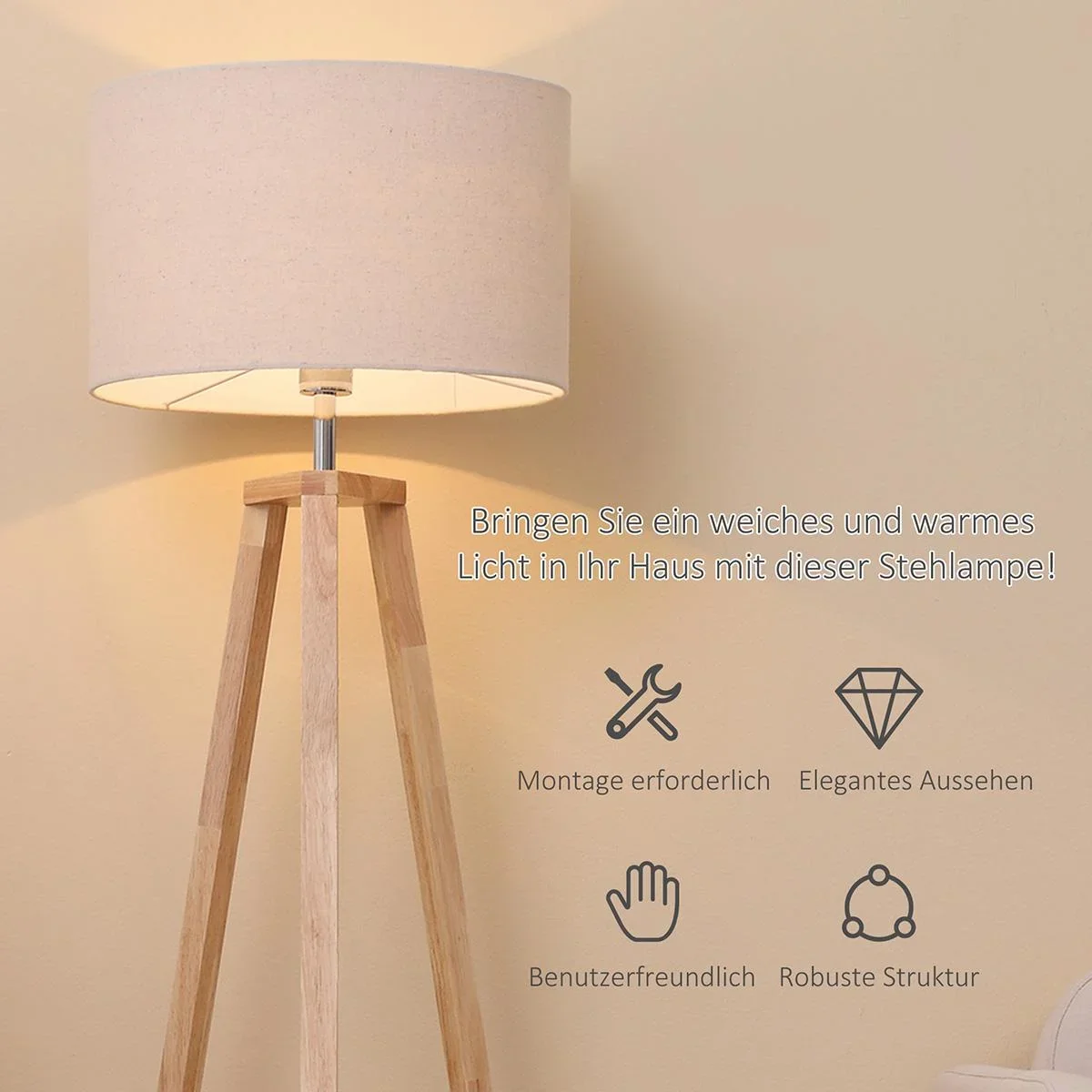 Stehlampe Wohnzimmer Tripod Stehle - 0