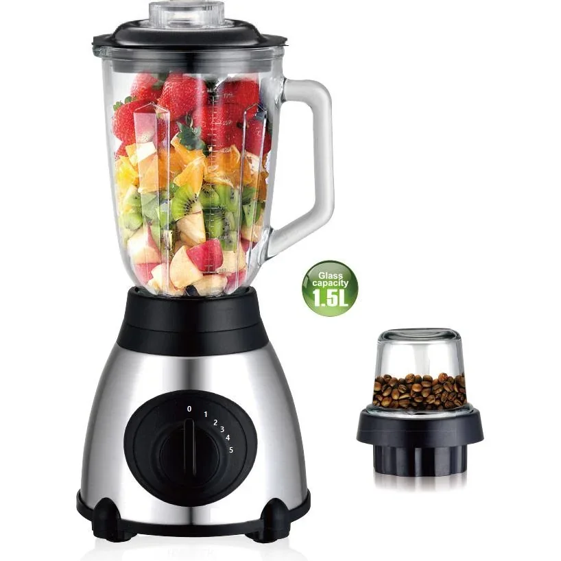 Mixer - 5 Geschwindigkeitsstufen - 1,5 l - 1000 W - Edelstahl - 0