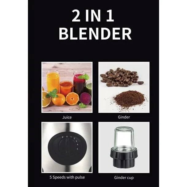 Mixer - 5 Geschwindigkeitsstufen - 1,5 l - 1000 W - Edelstahl - 1