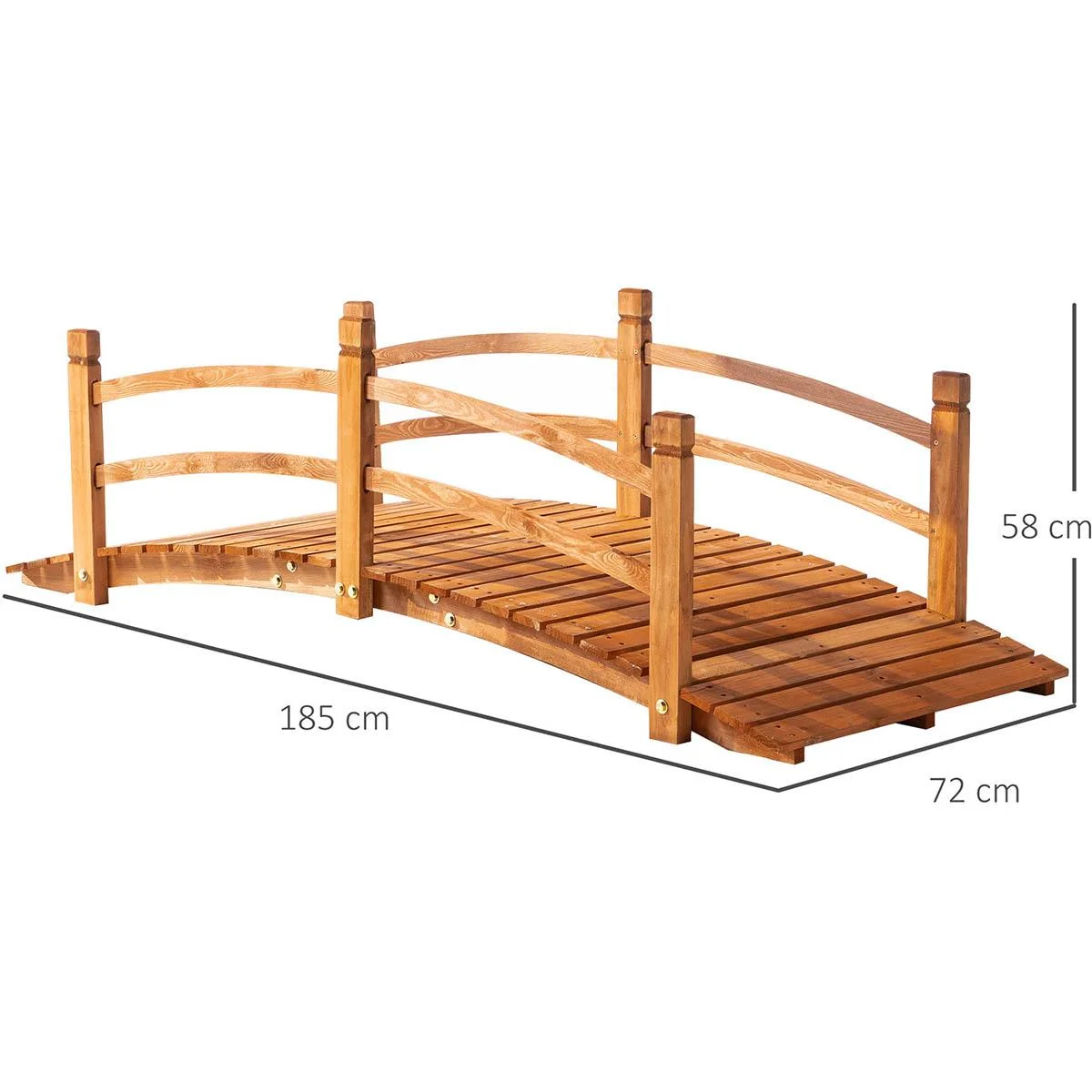 Gartenbrücke aus Holz 185 cm x 72 cm x 58 cm - 4