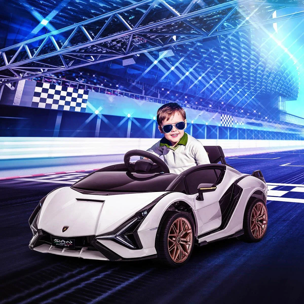 Kinderfahrzeug 2 Fahrmodi SIAN SUV-Auto-Spielzeug Elektroauto mit Fernbedienung extra breiten Reifen Musik(MP3/USB) Lich - 0