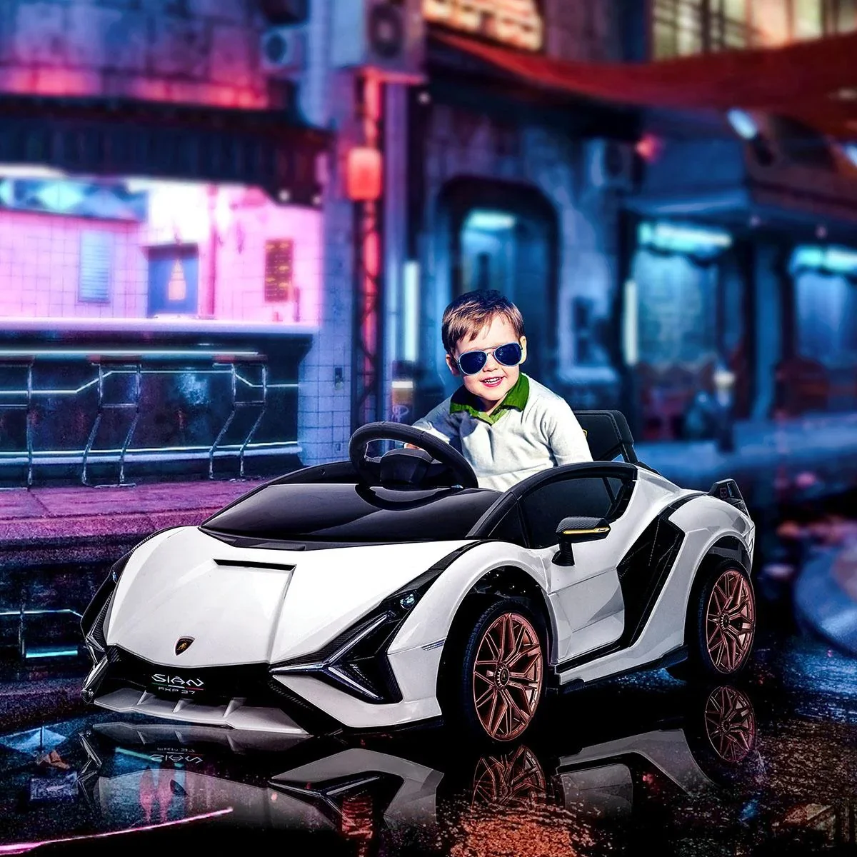Kinderfahrzeug 2 Fahrmodi SIAN SUV-Auto-Spielzeug Elektroauto mit Fernbedienung extra breiten Reifen Musik(MP3/USB) Lich - 2