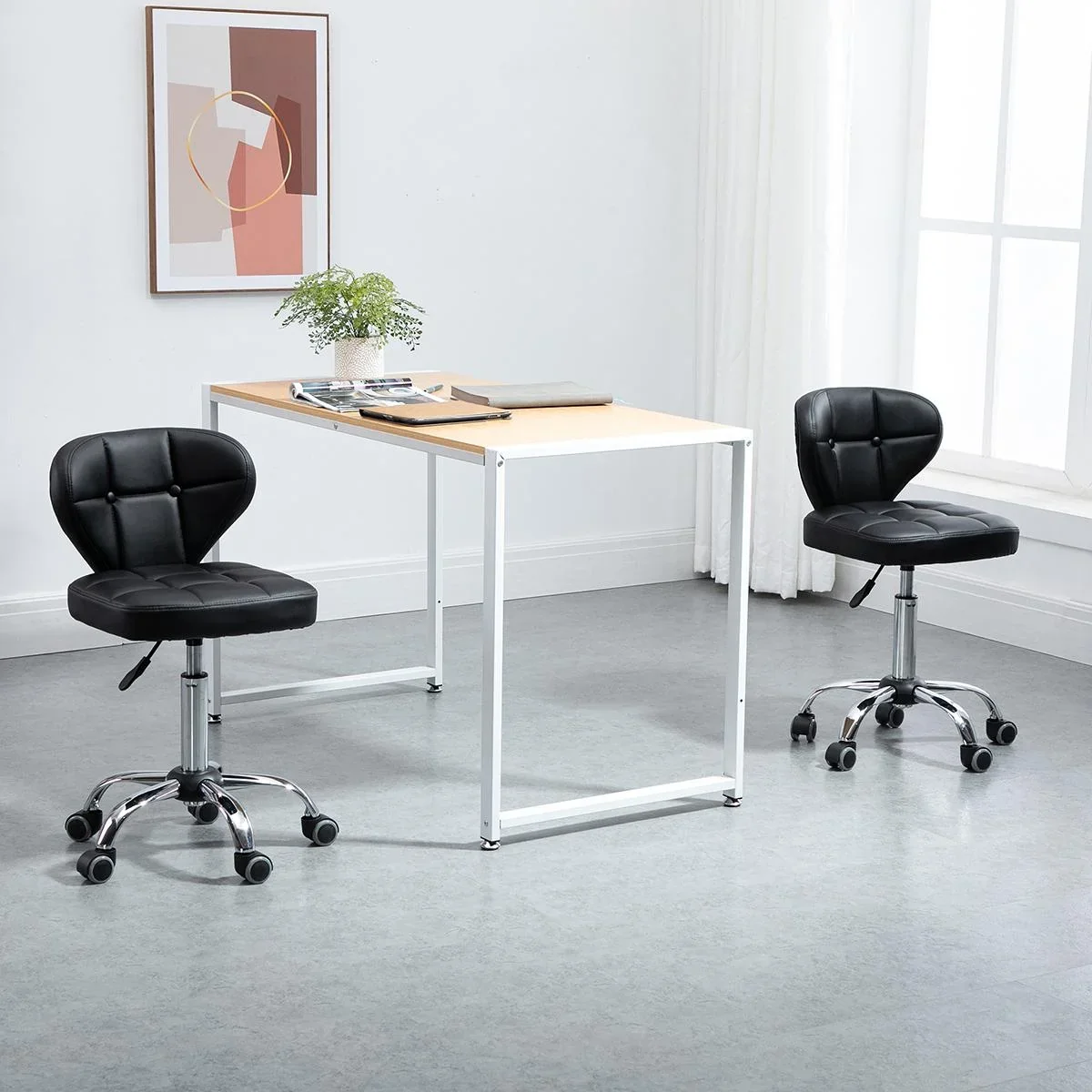 2er-Set Arbeitshocker mit Rückenlehne 72-87 cm höhenverstellbar Büro Dunkelgrau 45 x 47 x 72-87 cm - 2