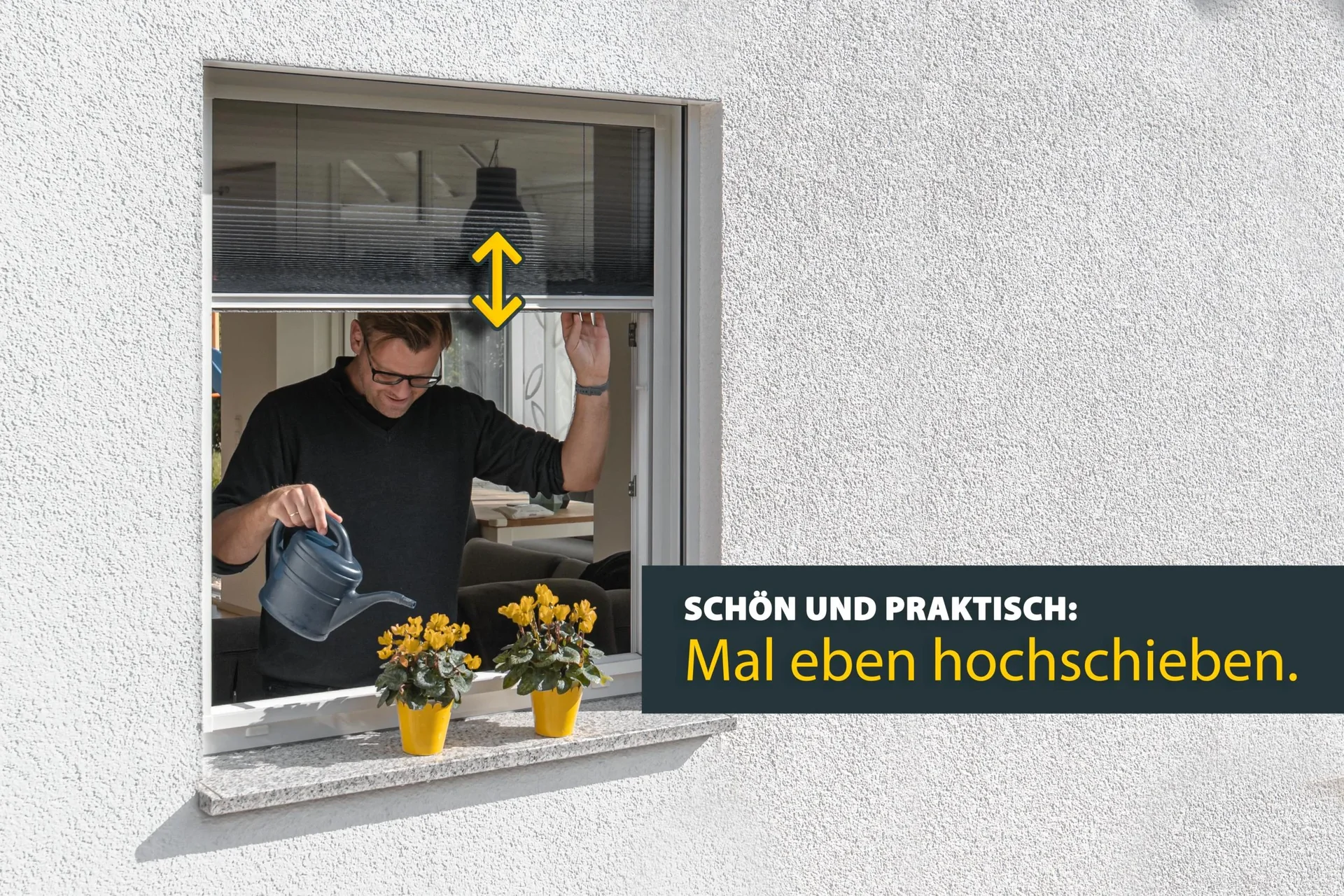 Insektenschutz-Plissee für Fenster, Farbe weiß, 140 x 150 cm - 1