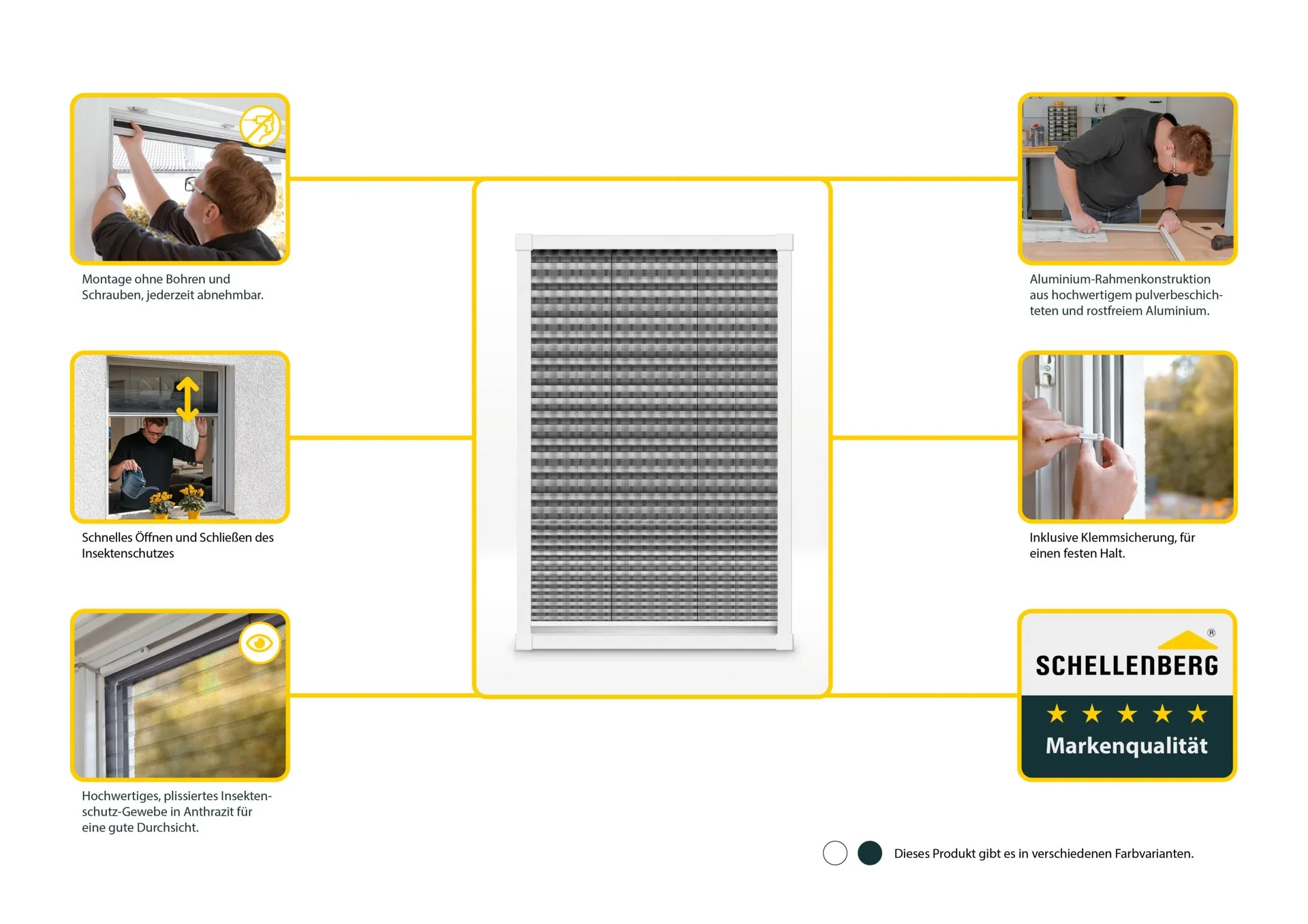 Insektenschutz-Plissee für Fenster, Farbe weiß, 140 x 150 cm - 5