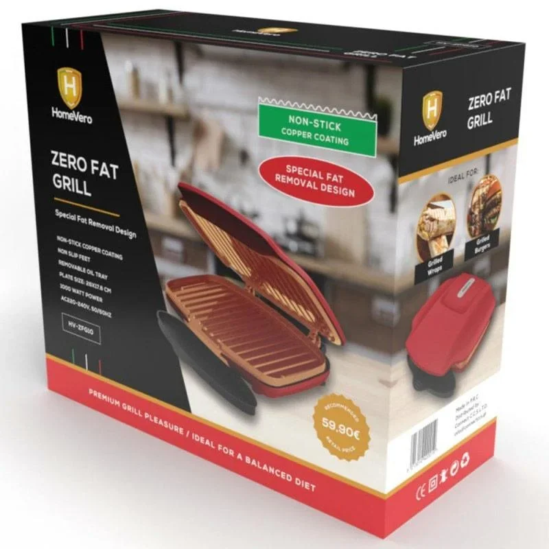 HomeVero Elektrogrill - Antihaftbeschichtung - 1000W - 1