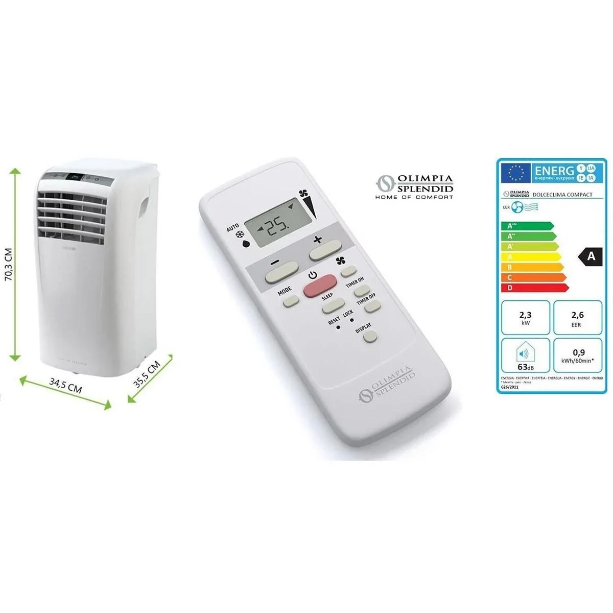 Splendid Dolceclima Compact 9 P - Mobiles Klimagerät 9.000 BTU/h - 0