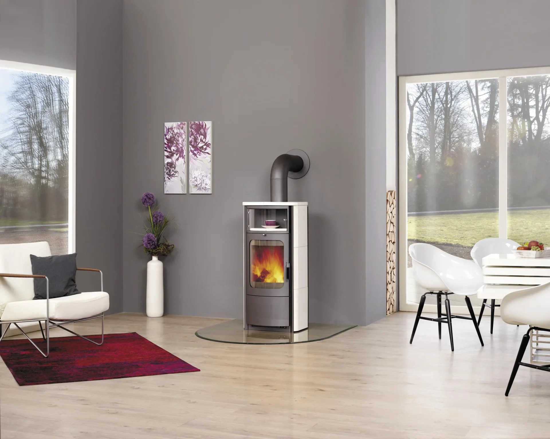 Kaminofen Opera-B (5 kW) creme-weiss, Dauerbrand, Automatik - 1