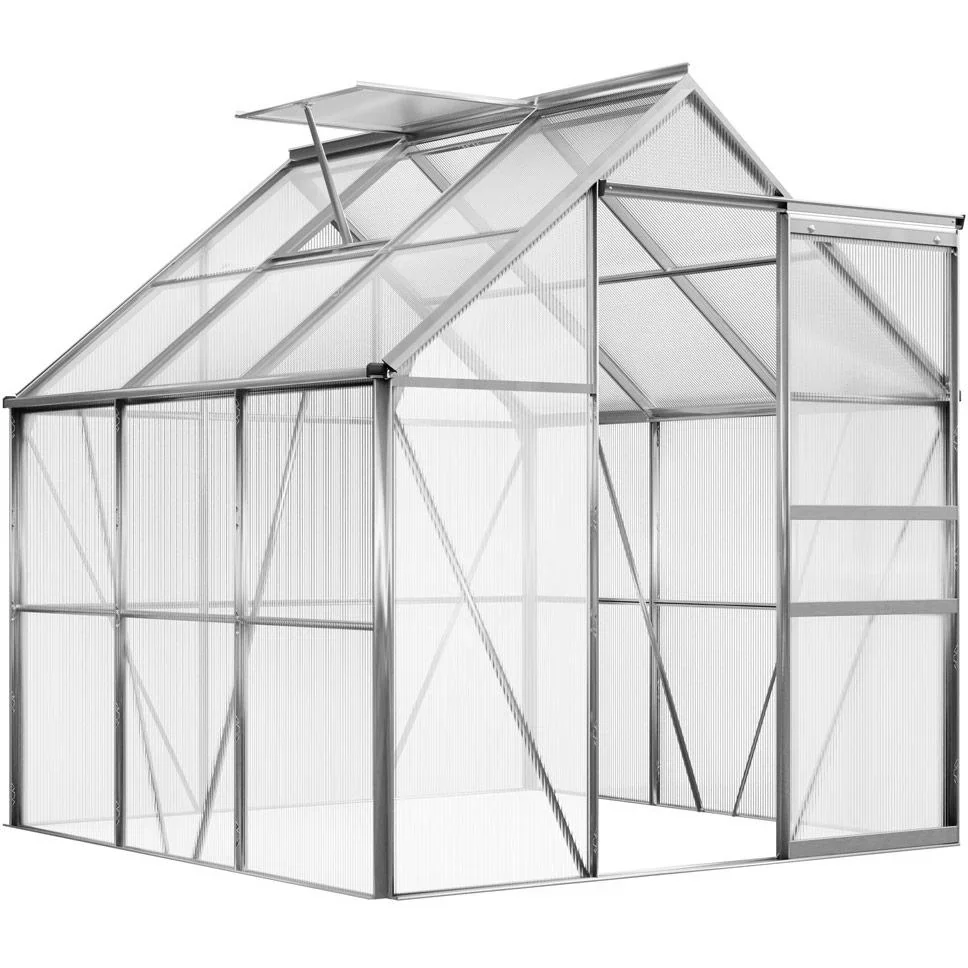 Aluminium-Gewächshaus 5,85m³ mit Fenstern und Regenrinne M4 - 2