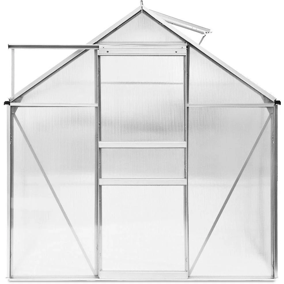 Aluminium-Gewächshaus 5,85m³ mit Fenstern und Regenrinne M4 - 5