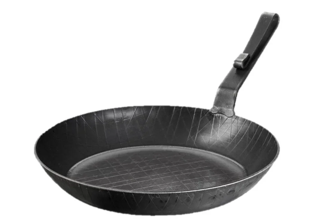 Schmiedeeiserne Bratpfanne, mit kurzem Hakenstiel, Ø 28 x 4,2 cm - 0