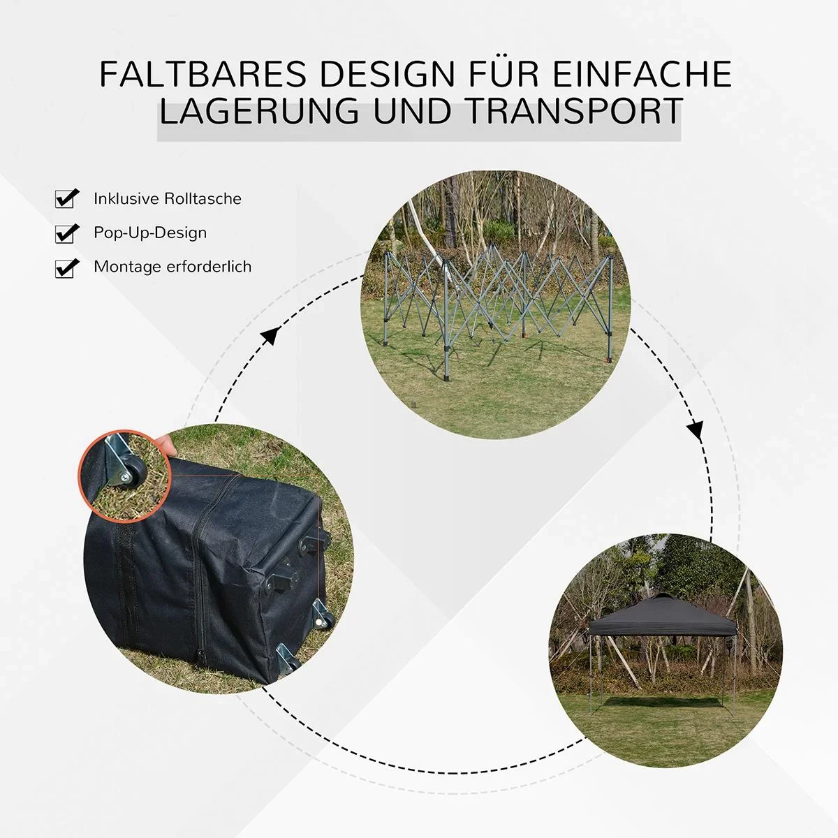Pop-Up-Pavillon zusammenfaltbar schwarz - 3