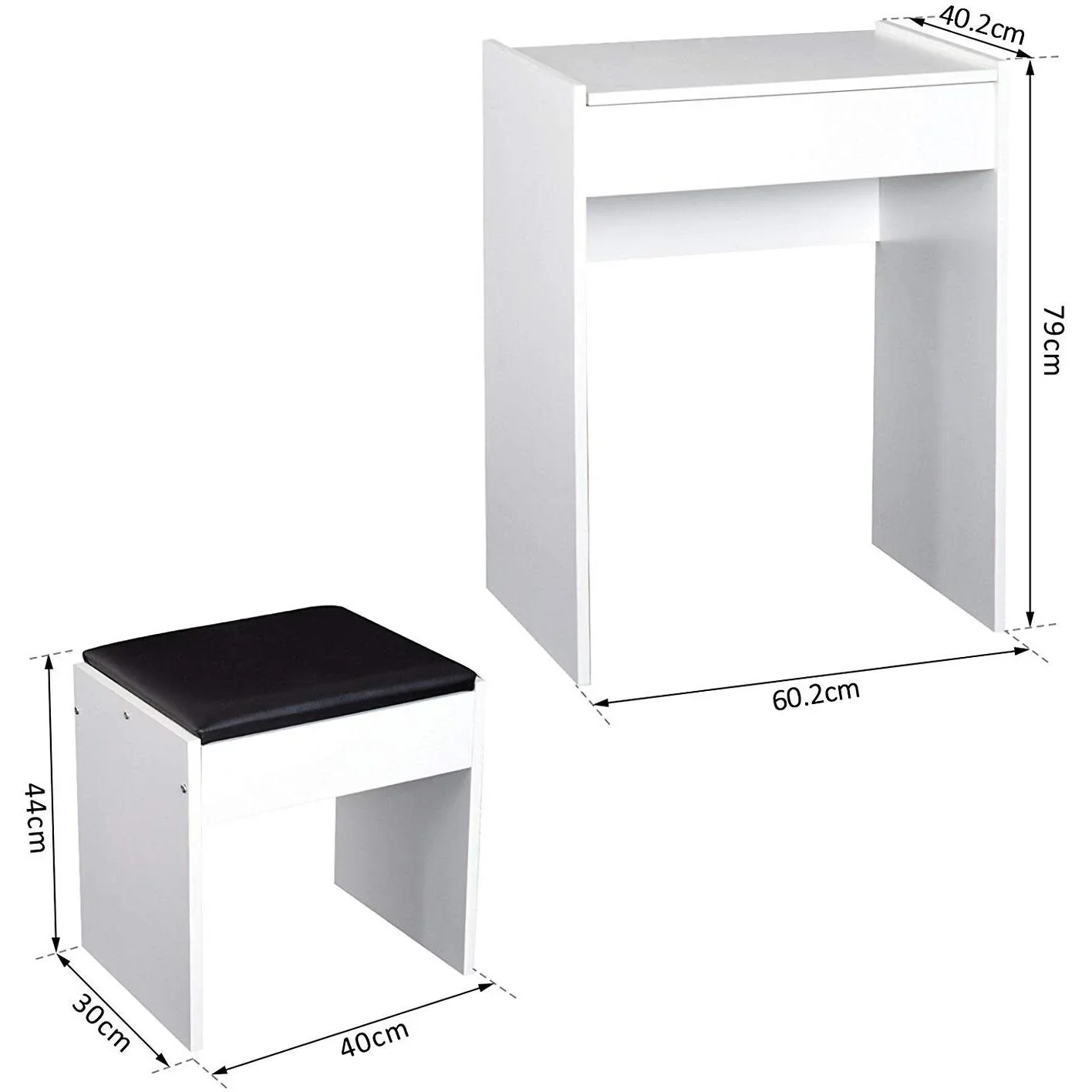 Schminktisch Kosmetiktisch mit Hocker Weiß 60 x 40 x 79cm - 3