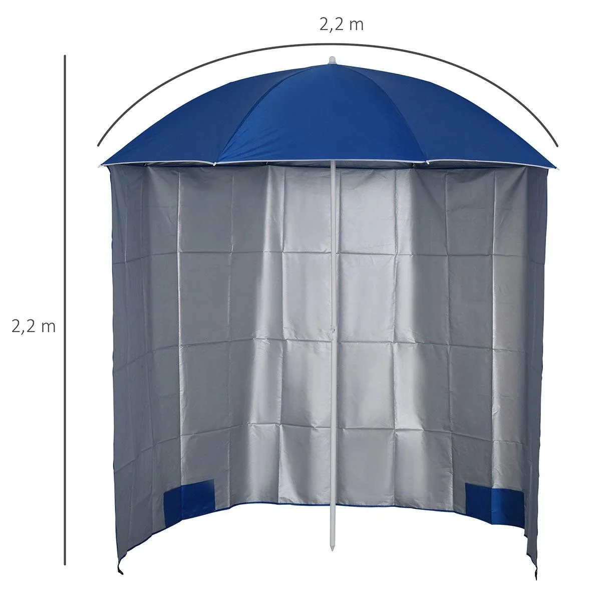 Sonnenschirm Strandschirm Sonnenschutz mit Seitenwand Strand Polyester Blau 2,2 x H2,2m - 1