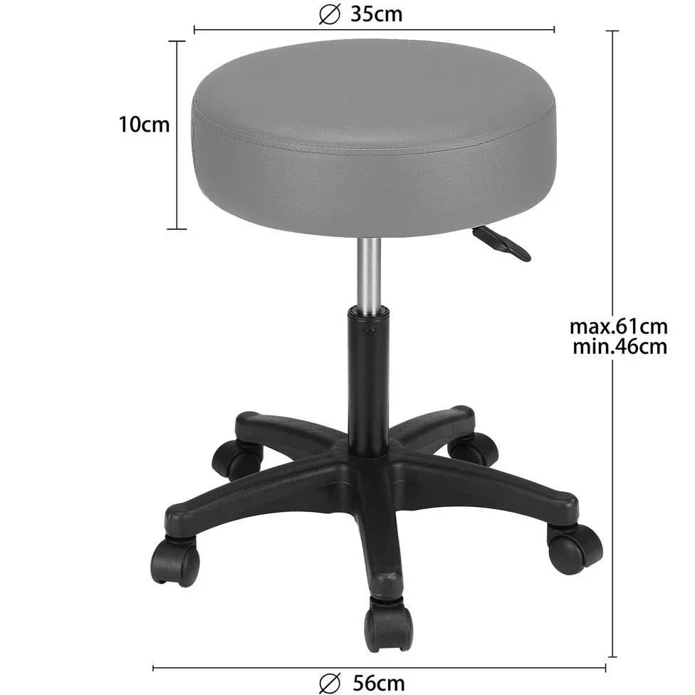 Rollhocker Arbeitshocker - | 56 x 56 x 46-61 cm | Grau - Drehbar und verstellbar - 2