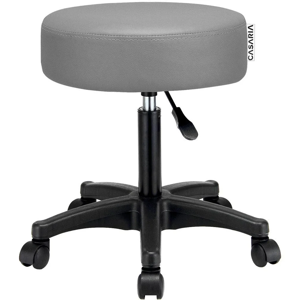 Rollhocker Arbeitshocker - | 56 x 56 x 46-61 cm | Grau - Drehbar und verstellbar - 3