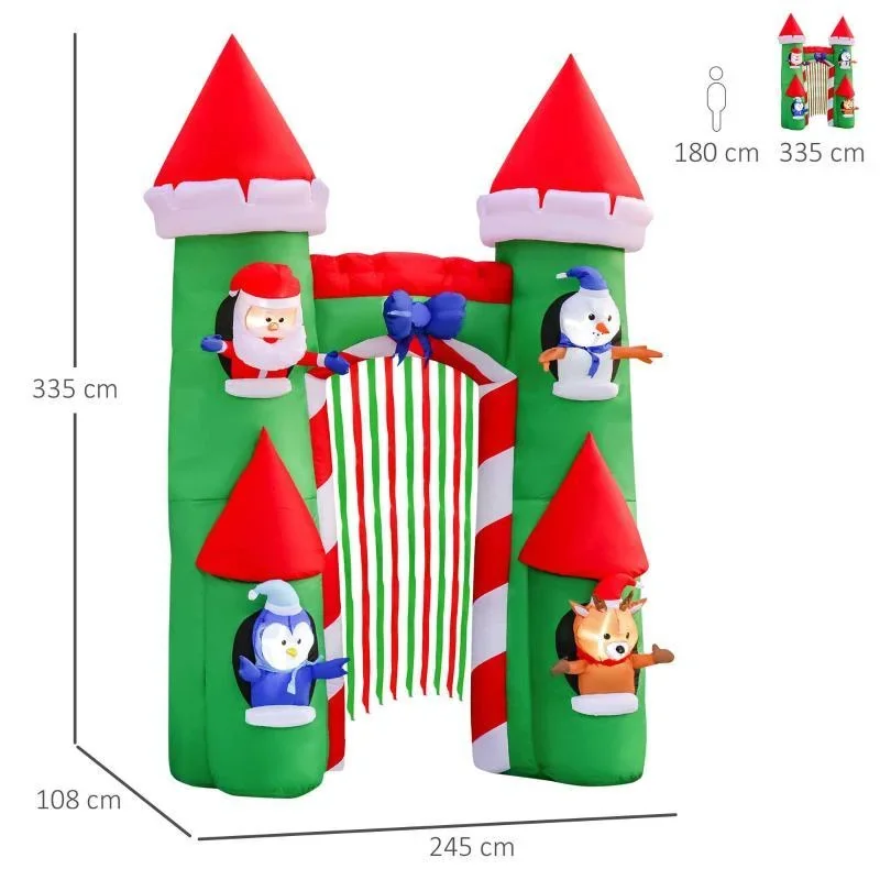 Aufblasbarer Weihnachtsbogen mit Weihnachtsmann Schneemann Hirsch und Pinguin - 1