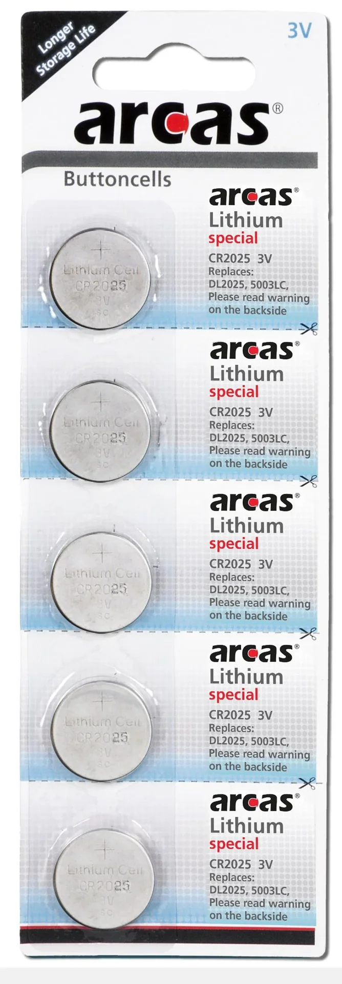 Lithium Knopfzellen CR2025 - 5 Stück - 0