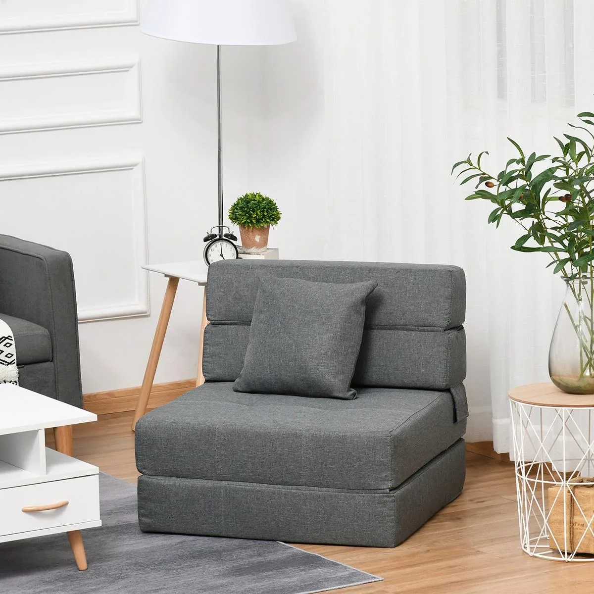 Schlafsessel Schlafsofa Sofabett Einzelsofa mit Waschbarem Kissen Grau 70cm x 70cm x 61cm - 1