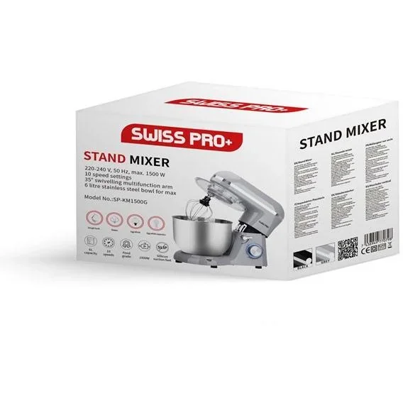 NL Leistungsstarker Food Processor - 1500W - 6L - Edelstahl - 3